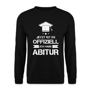 Abitur Abi Abschluss Prüfung geschafft Geschenk - Unisex Pullover - Schwarz - Vorne - Alina (178cm) & Michal (187cm)
