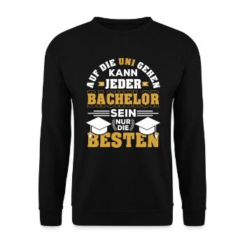 Bachelor Abschluss geschafft Uni Student Geschenk - Unisex Pullover - Schwarz - Vorne - Alina (178cm) & Michal (187cm)