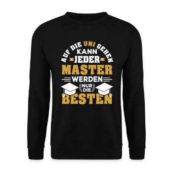 Master Abschluss bestanden Student Uni Geschenk - Unisex Pullover - Schwarz - Vorne - Alina (178cm) & Michal (187cm)