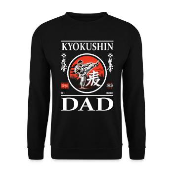 Kyokushin Karate Dad Design mit Karateka und Kanji - Unisex Pullover - Schwarz - Vorne - Alina (178cm) & Michal (187cm)