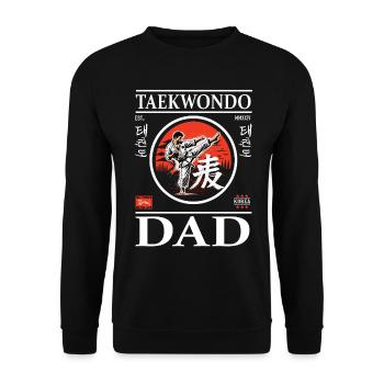 Taekwondo Dad Design mit Kampfsportler - Unisex Pullover - Schwarz - Vorne - Alina (178cm) & Michal (187cm)