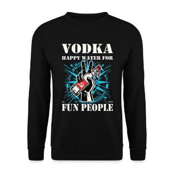 Vodka – De l’eau heureuse pour s’amuser Les gens Design - Sweat-shirt Unisexe - noir - Devant - Alina (178cm) & Michal (187cm)