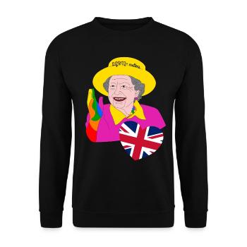 Reine aux couleurs de l’arc-en-ciel avec cœur Union Jack - Sweat-shirt Unisexe - noir - Devant - Alina (178cm) & Michal (187cm)