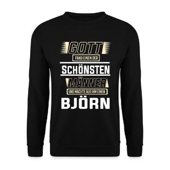 Bjorn, le plus bel homme, façonné par Dieu Design - Sweat-shirt Unisexe - noir - Devant - Alina (178cm) & Michal (187cm)