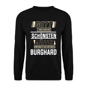 Burghard the Most Beautiful Man Shaped by God Design - Unisex Sweatshirt - black - Front - Alina (178cm) & Michal (187cm)