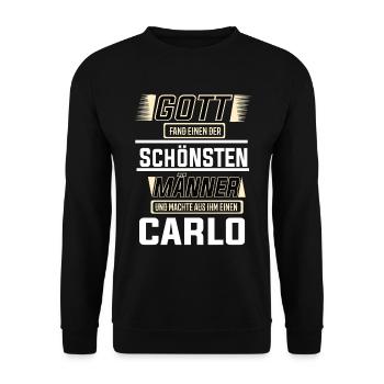 Carlo the Most Beautiful Man Shaped by God Design - Unisex Sweatshirt - black - Front - Alina (178cm) & Michal (187cm)