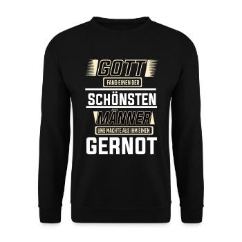 Gernot der schönste Mann von Gott geformt Design - Unisex Pullover - Schwarz - Vorne - Alina (178cm) & Michal (187cm)