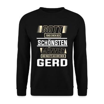 Gerd der schönste Mann von Gott geformt Design - Unisex Pullover - Schwarz - Vorne - Alina (178cm) & Michal (187cm)