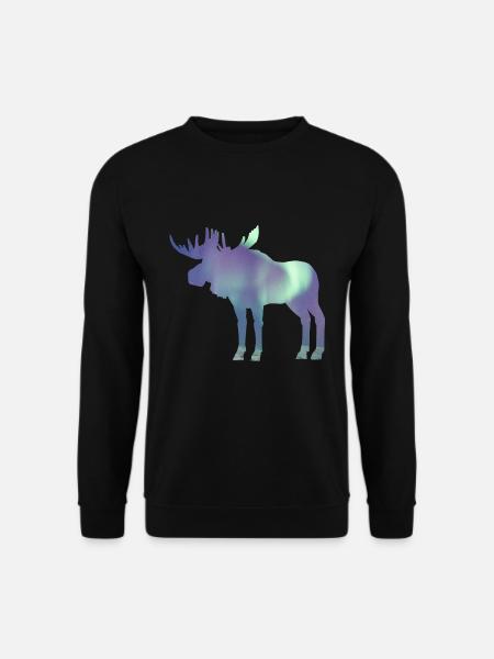 Elch Polarlicht - Unisex Pullover - Schwarz