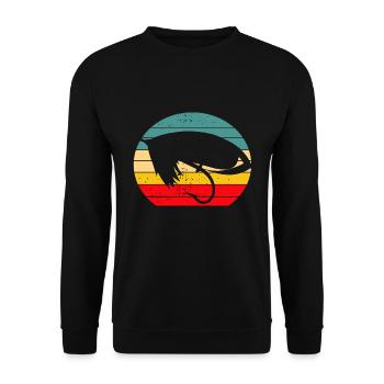 Vintage Fly Fishing Coucher de soleil - Sweat-shirt Unisexe - noir - Devant - Alina (178cm) & Michal (187cm)