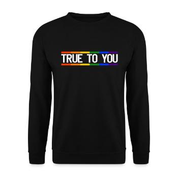 True to you - Gay Queer LGBTIQ+ Pride CSD - Unisex Pullover - Schwarz - Vorne - Alina (178cm) & Michal (187cm)