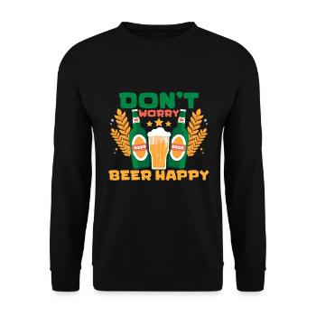 Don't Worry Beer Happy Beer Fest German Drinking - Unisex Pullover - Schwarz - Vorne - Alina (178cm) & Michal (187cm)