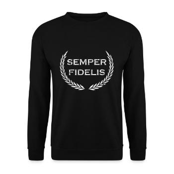 Semper Fidelis - Proverbe latin (grunge) - Sweat-shirt Unisexe - noir - Devant - Alina (178cm) & Michal (187cm)
