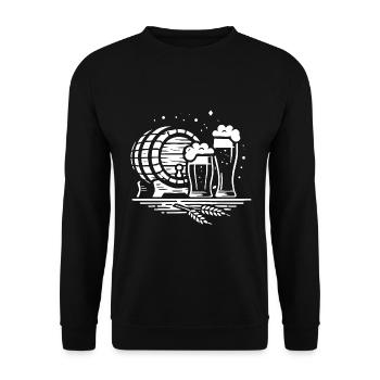 Classic Beer Design – Keg & Glasses - Unisex Sweatshirt - black - Front - Alina (178cm) & Michal (187cm)