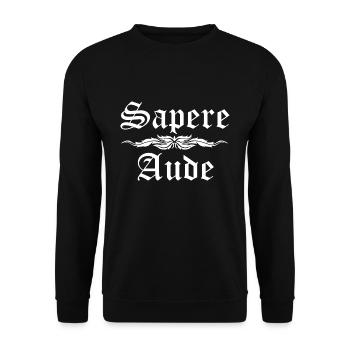 Sapere Aude - lateinisches Sprichwort - Unisex Pullover - Schwarz - Vorne - Alina (178cm) & Michal (187cm)