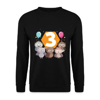 3rd Birthday Baby Three 3 Forest Animals - Unisex Sweatshirt - black - Front - Alina (178cm) & Michal (187cm)