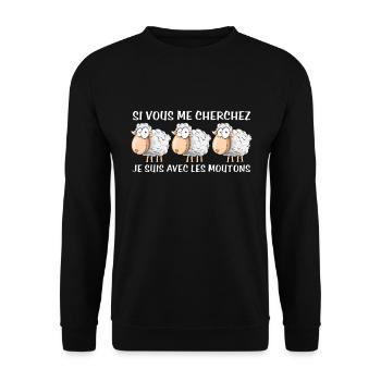 Cadeau agriculteur éleveur de moutons - Sweat-shirt Unisexe - noir - Devant - Alina (178cm) & Michal (187cm)