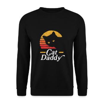Cat Daddy Vintage Eighties Style Cat Retro - Unisex Pullover - Schwarz - Vorne - Alina (178cm) & Michal (187cm)