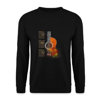DAD Chords Acoustic Guitar Shirt - Unisex Sweatshirt - black - Front - Alina (178cm) & Michal (187cm)