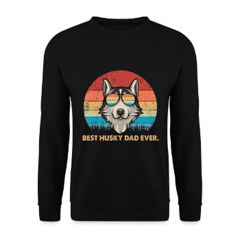 Chien Vintage Best Husky Dad ever Tshirt Fathers day - Sweat-shirt Unisexe - noir - Devant - Alina (178cm) & Michal (187cm)