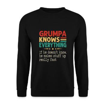 Grumpa Knows Everything Christmas Father s Day - Unisex Sweatshirt - black - Front - Alina (178cm) & Michal (187cm)