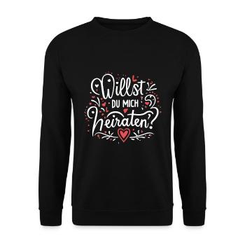 Willst du mich heiraten - Unisex Pullover - Schwarz - Vorne - Alina (178cm) & Michal (187cm)