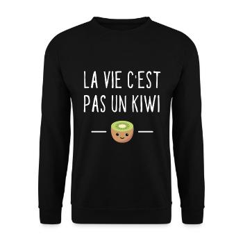 La vie c est pas un kiwi - Sweat-shirt Unisexe - noir - Devant - Alina (178cm) & Michal (187cm)