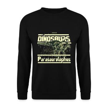 Parasaurolophus, cooles Dinosaurier Kids Design - Unisex Pullover - Schwarz - Vorne - Alina (178cm) & Michal (187cm)