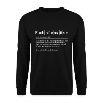 Fachinformatiker Informatik Software Computer Nerd - Unisex Pullover - Schwarz - Vorne - Alina (178cm) & Michal (187cm)