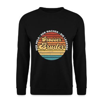 Grosser bruder - Unisex Pullover - Schwarz - Vorne - Alina (178cm) & Michal (187cm)