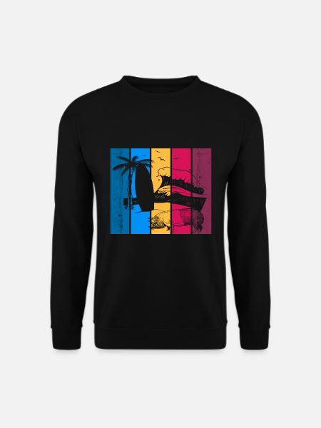 Pig Surfboard Surfboard Surfer Beach - Sweat-shirt Unisexe - noir