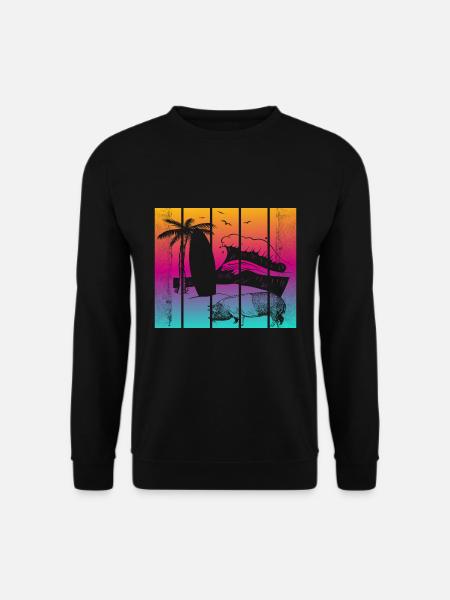 Pig Surfboard Surfboard Surfer Beach - Unisex Sweatshirt - black