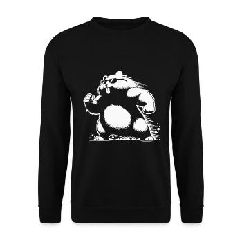 Dicker Hamster mit Sonnenbrille Design - Unisex Pullover - Schwarz - Vorne - Alina (178cm) & Michal (187cm)