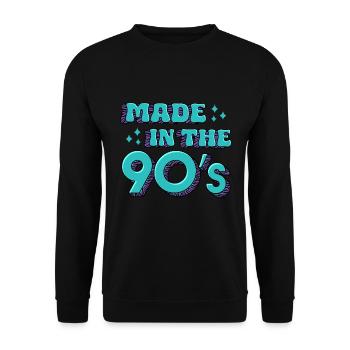 Made in the 90 s / 90er Jahre retro Design - Unisex Pullover - Schwarz - Vorne - Alina (178cm) & Michal (187cm)