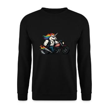 Biker Unicorn - Unisex Sweatshirt - black - Front - Alina (178cm) & Michal (187cm)