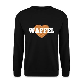 Waffel Love Herz - Unisex Pullover - Schwarz - Vorne - Alina (178cm) & Michal (187cm)