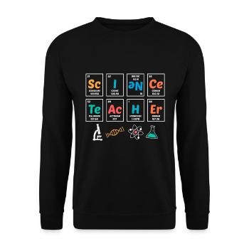 Lehrer für Naturwissenschaften Periodensystem - Unisex Pullover - Schwarz - Vorne - Alina (178cm) & Michal (187cm)