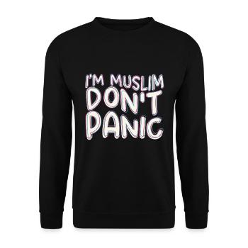 I am Muslim Don't panic / Islam, Koran, Mosque - Unisex Sweatshirt - black - Front - Alina (178cm) & Michal (187cm)