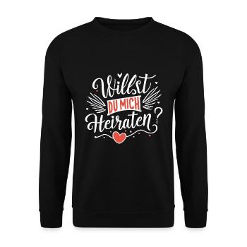 Willst du mich heiraten - Unisex Pullover - Schwarz - Vorne - Alina (178cm) & Michal (187cm)