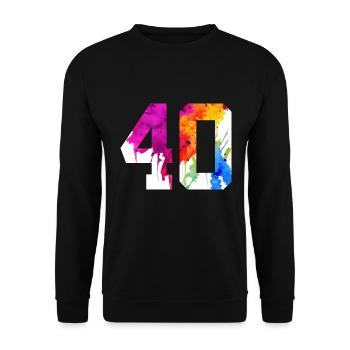 NUMMER 40 JAHRE ALT 40. GEBURTSTAG - Unisex Pullover - Schwarz - Vorne - Alina (178cm) & Michal (187cm)