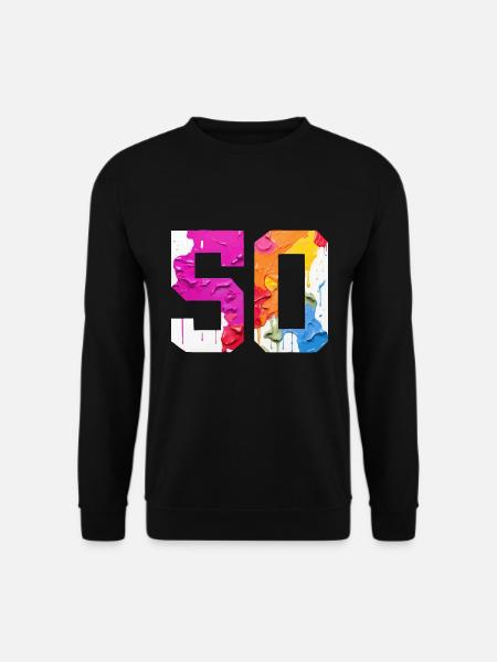 FARBIG NUMMER 50 BUNT 50. GEBURTSTAG - Unisex Pullover - Schwarz