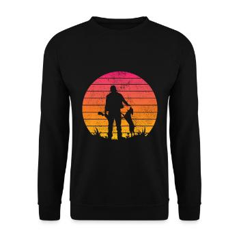 Chiens de chasse Chasseur Vintage Chien De chasse Rétro - Sweat-shirt Unisexe - noir - Devant - Alina (178cm) & Michal (187cm)