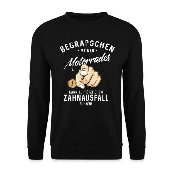 Begrapschen meines Motorrades - Zahnausfall - - Unisex Pullover - Schwarz - Vorne - Alina (178cm) & Michal (187cm)
