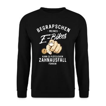 Begrapschen meines E Bikes - Zahnausfall - - Unisex Pullover - Schwarz - Vorne - Alina (178cm) & Michal (187cm)
