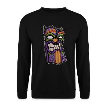 Illustration de masque Tiki - Sweat-shirt Unisexe - noir - Devant - Alina (178cm) & Michal (187cm)