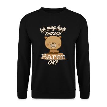 Ich mag Bären süßes Bärenmotiv Geschenk für Kinder - Unisex Pullover - Schwarz - Vorne - Alina (178cm) & Michal (187cm)