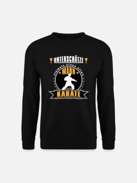 Alter Mann beim Karate Geschnkidee für Opa - Unisex Pullover - Schwarz