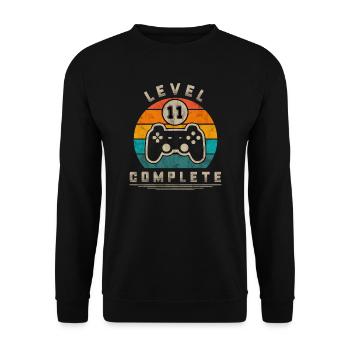 Idée cadeau complète de Geek de jeu rétro de niveau 11 - Sweat-shirt Unisexe - noir - Devant - Alina (178cm) & Michal (187cm)