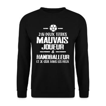 Handballeur mauvais joueur handballeur drôle - Sweat-shirt Unisexe - noir - Devant - Alina (178cm) & Michal (187cm)