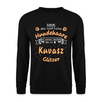 Hundeglitzer Kuvasz - Unisex Pullover - Schwarz - Vorne - Alina (178cm) & Michal (187cm)